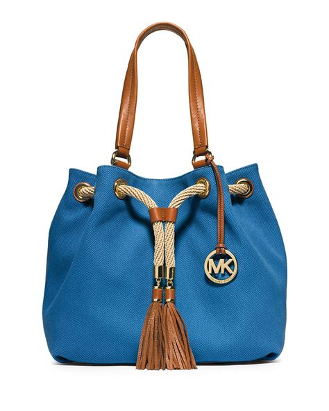 michael kors large marina striped grab bag blue|Michael kors canvas marina grab bag + FREE SHIPPING.